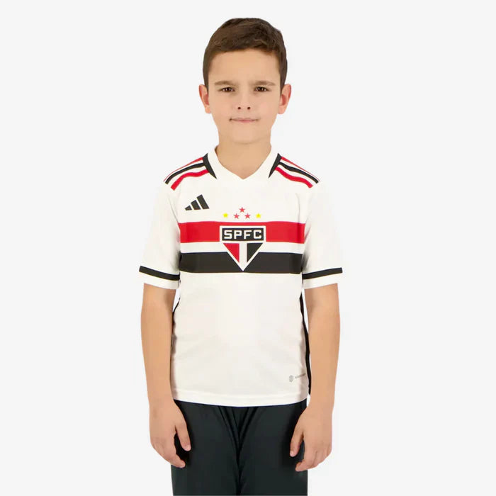 Conjunto Infantil Adidas São Paulo I 2023/24 + PERSONALIZAÇÃO GRÁTIS